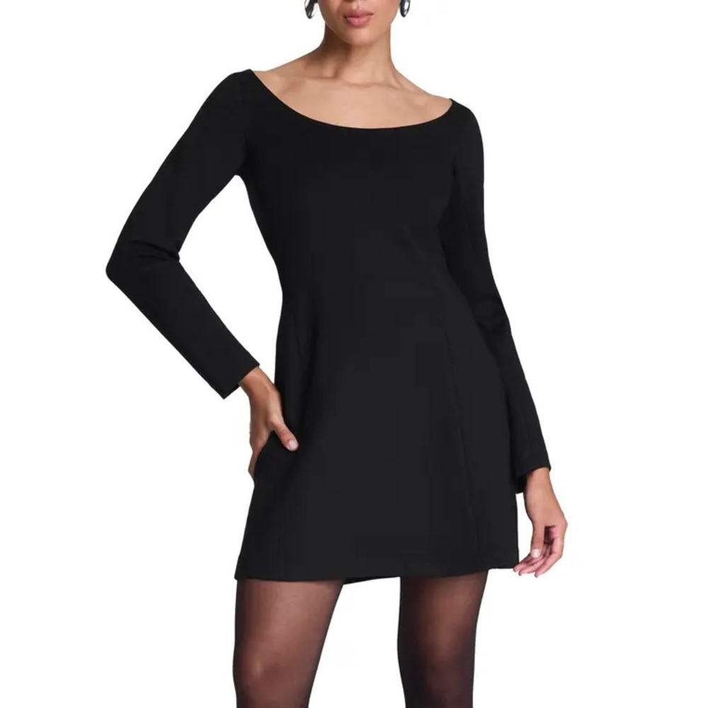 SPANX Back Long Sleeve Ballet Neck Mini Dress a-line Large NWT